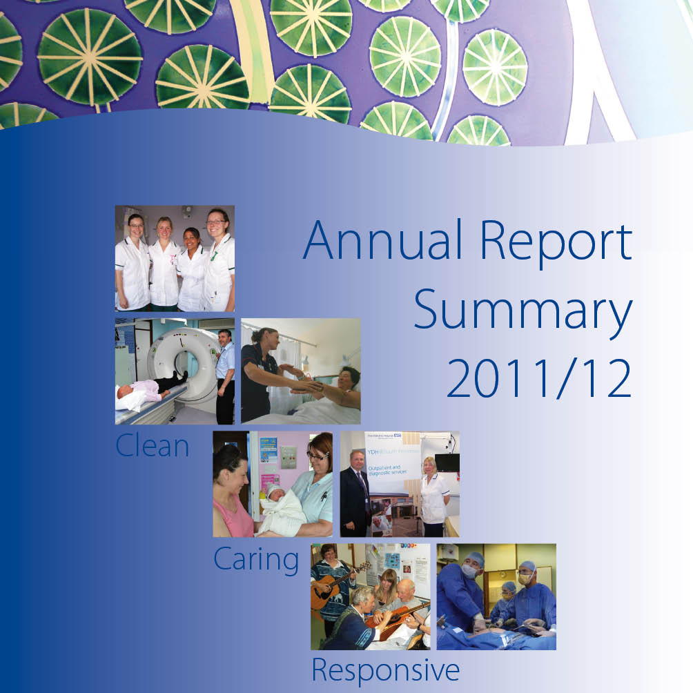 <strong>Design a summary of the Annual Report for Yeovil District Hospital 2011-12</strong><br>"You have brought inspiration, artistic flair and energy to the comms department. On behalf of the Trust Board I would like to thank you for your contribution to <a href="http://www.yeovilhospital.nhs.uk" target="_blank">YDH</a>." Angela Dupont, Chairman